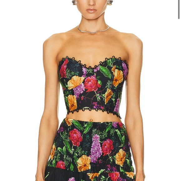 Charo Ruiz Black Floral Bustier (small)  and Matching Skirt (xs). - Picture 2 of 8